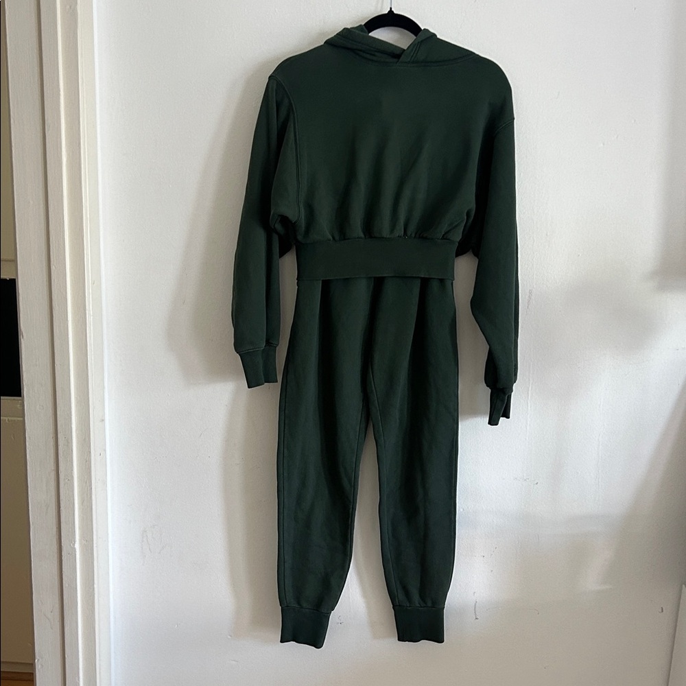 TNA Dark Green Hooded Sweat Jumpsuit